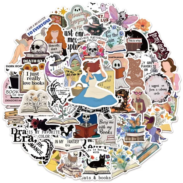50PCS Bookish Sticker Bundle Graffiti Waterproof Stickers