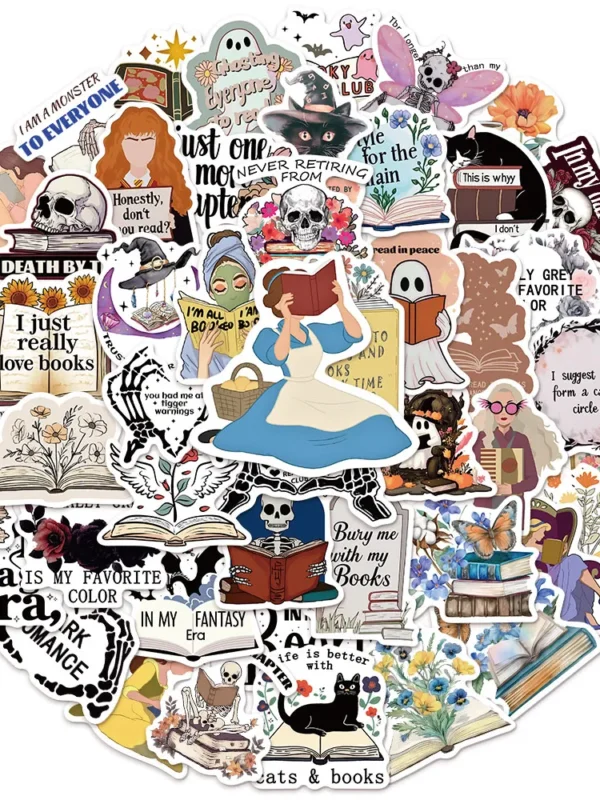 50PCS Bookish Sticker Bundle Graffiti Waterproof Stickers