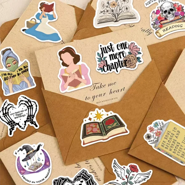 50PCS Bookish Sticker Bundle Graffiti Waterproof Stickers