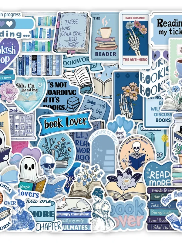 10/30/50pcs Ins Style Cute Cartoon Blue Bookish Stickers