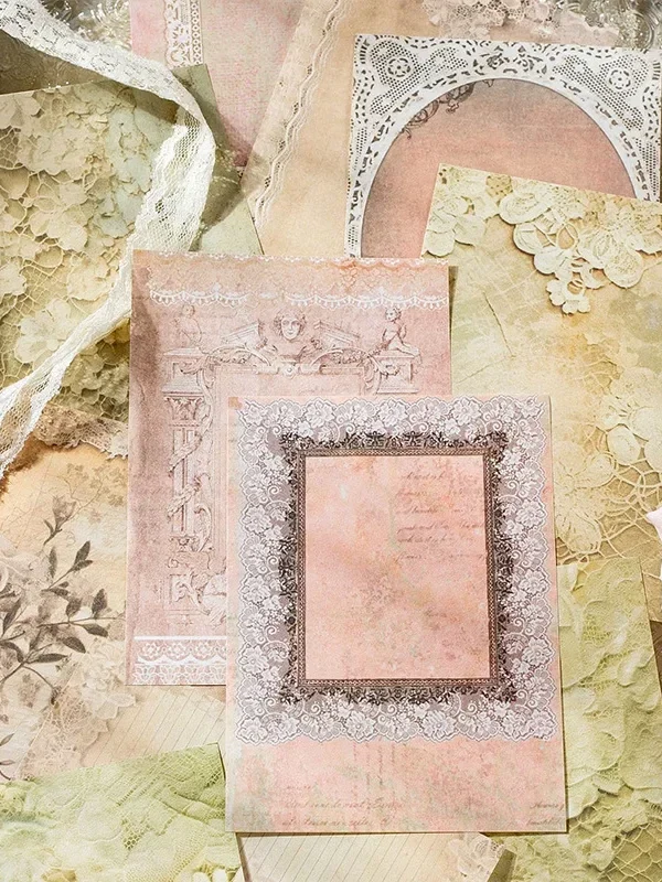 30 Sheets Classical Art Flower Lace Handpiece Collage Book