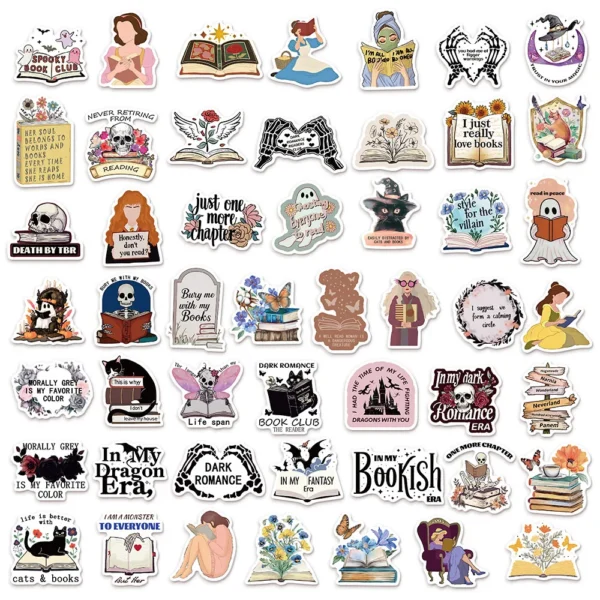 50PCS Bookish Sticker Bundle Graffiti Waterproof Stickers