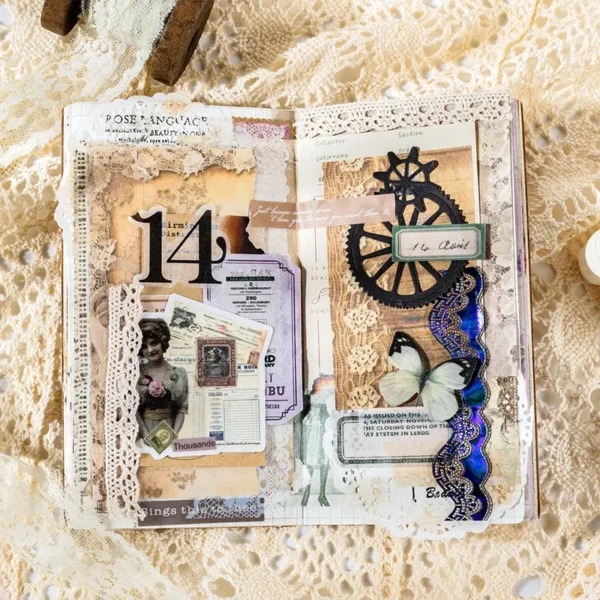 kf-Sf4354e2bacfe4a7b9572ec1f9701e3d6R 30 Sheets Classical Art Flower Lace Handpiece Collage Book